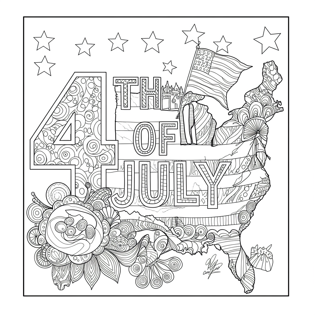 4th of july abstract coloring page