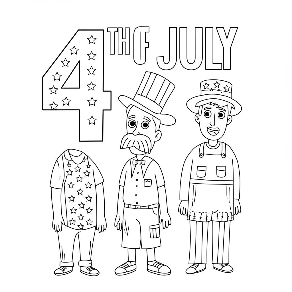 4th of july cartoon coloring page