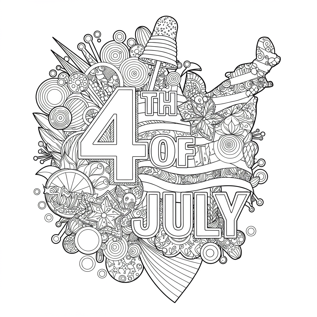 4th of july decorative coloring page