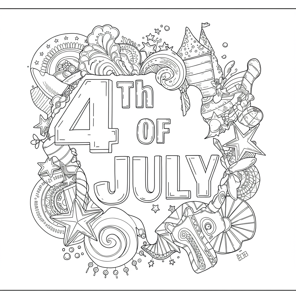 4th of july detailed coloring page
