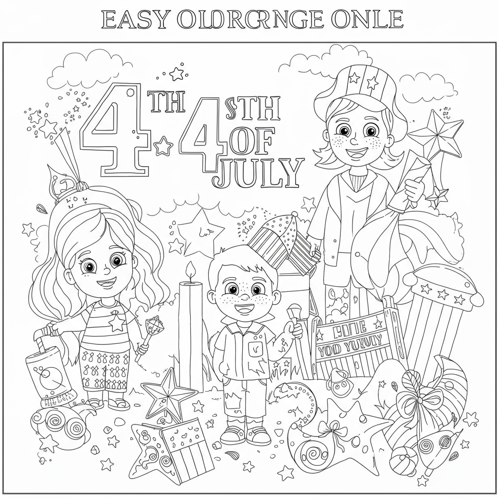 4th of july easy coloring page