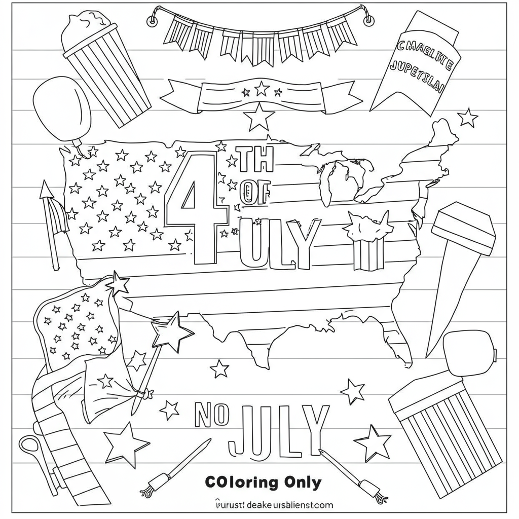 4th of july educational coloring page