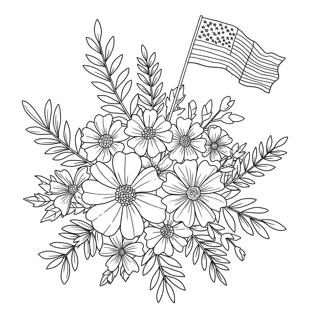4th of july flowers coloring page