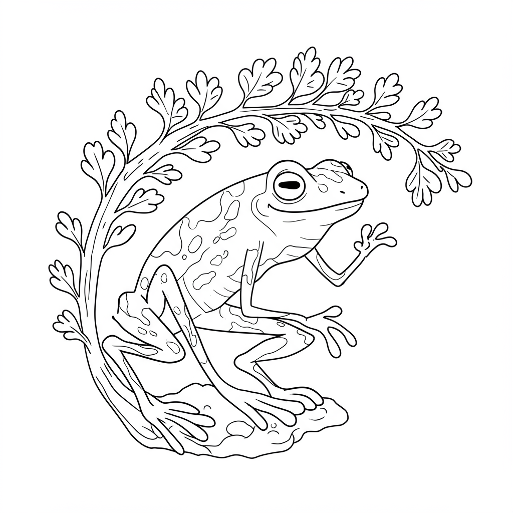 página para colorir abstrata de amphibia sprig