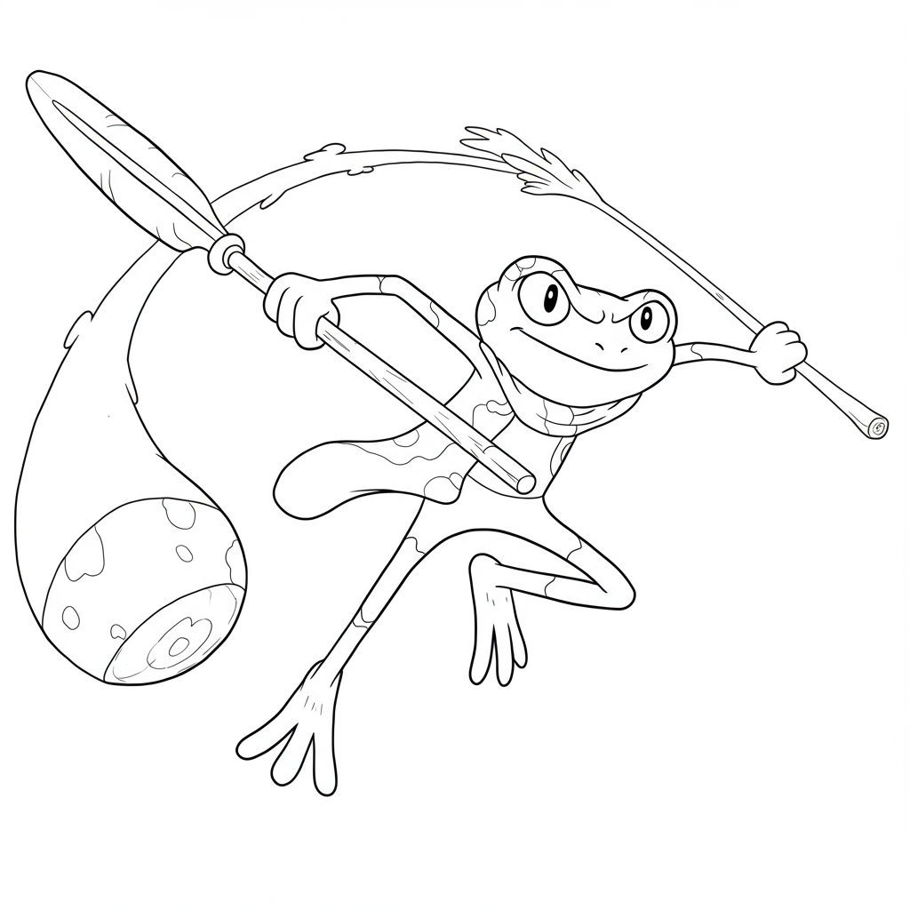 página para colorir de ação de amphibia sprig