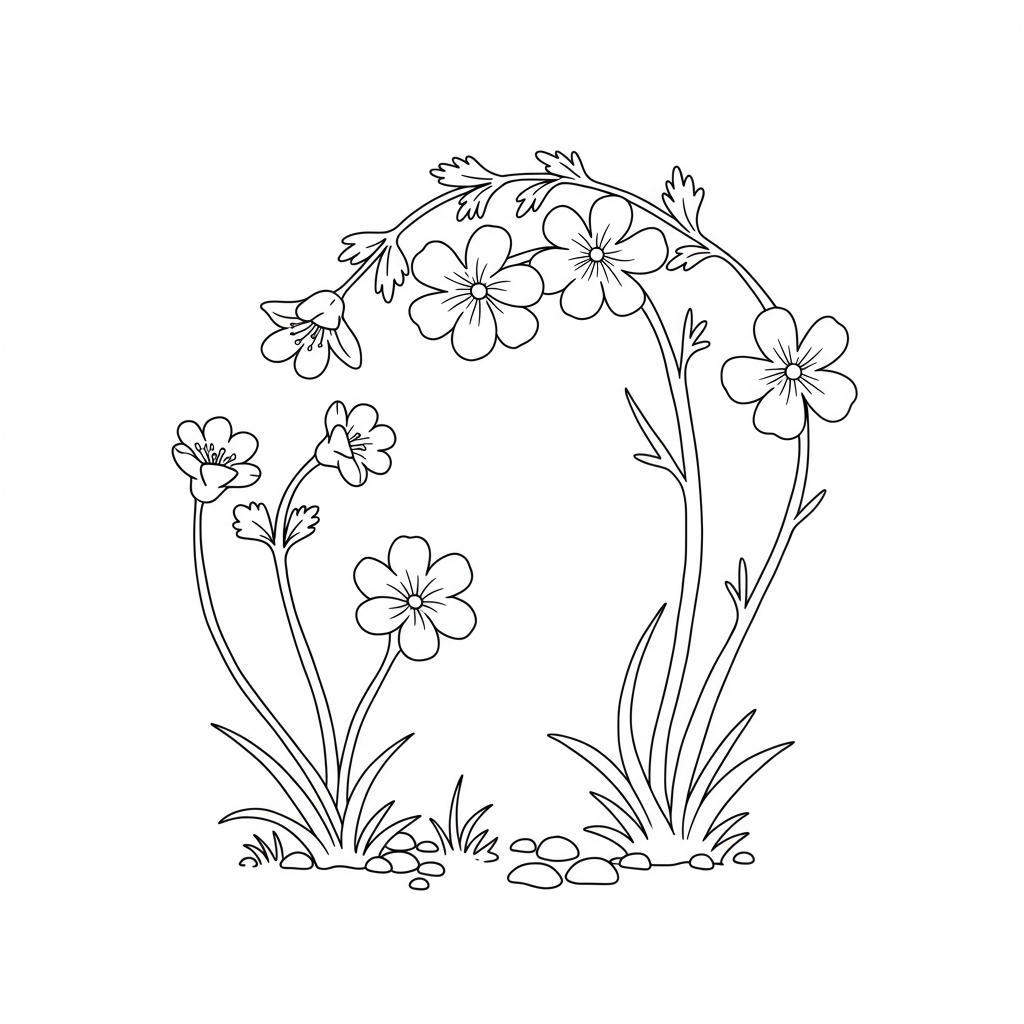página para colorir de flores de amphibia sprig