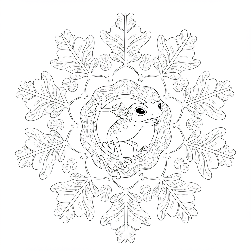 página para colorir de mandala de amphibia sprig