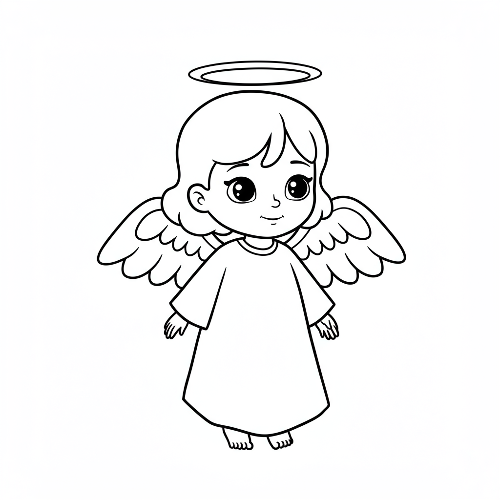 angel cartoon coloring page