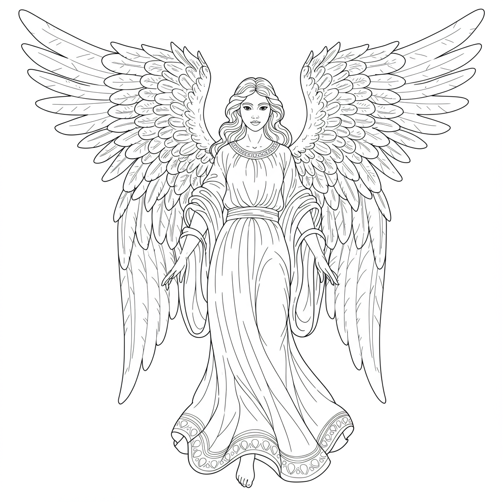 angel decorative coloring page