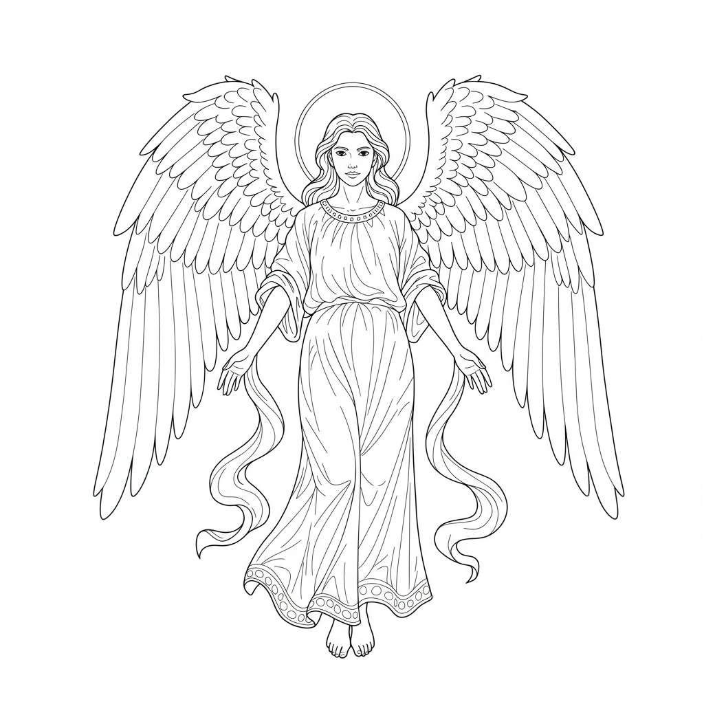 angel detailed coloring page