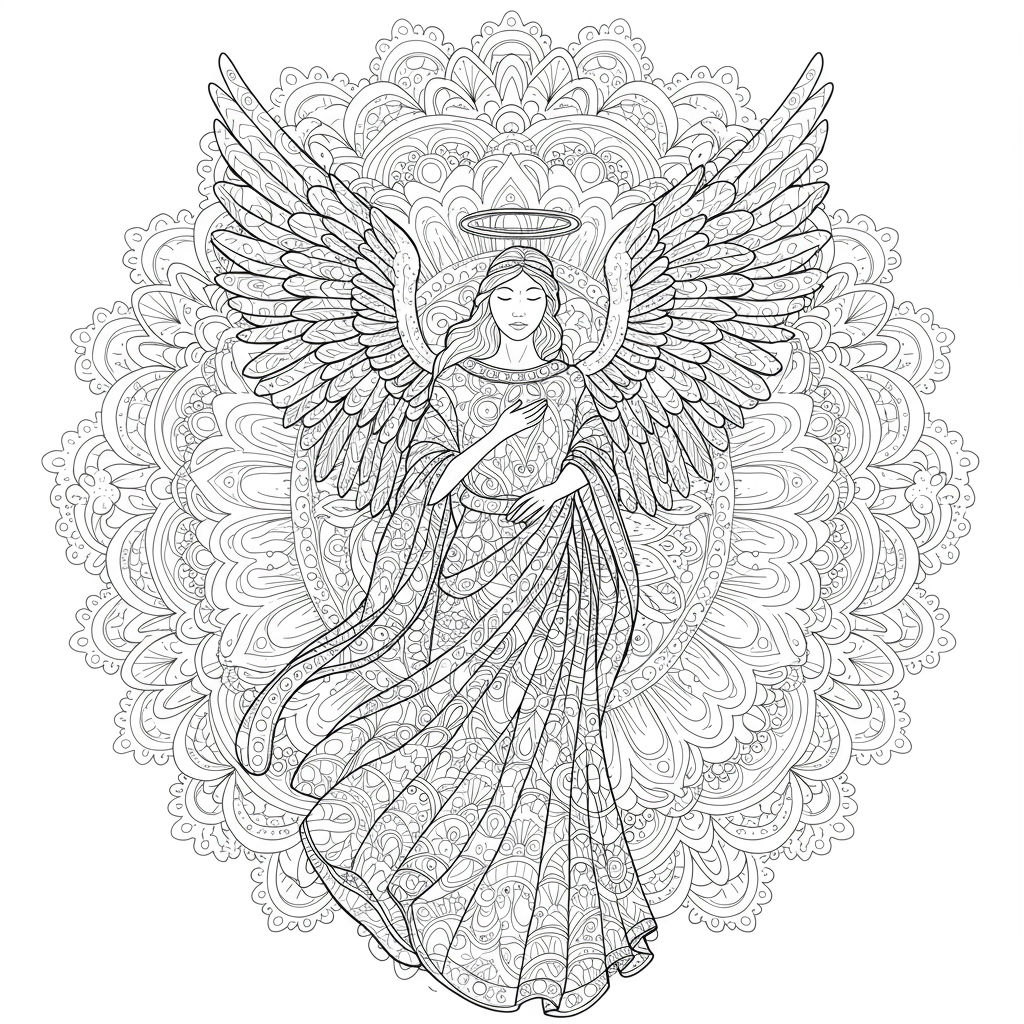 angel mandala coloring page