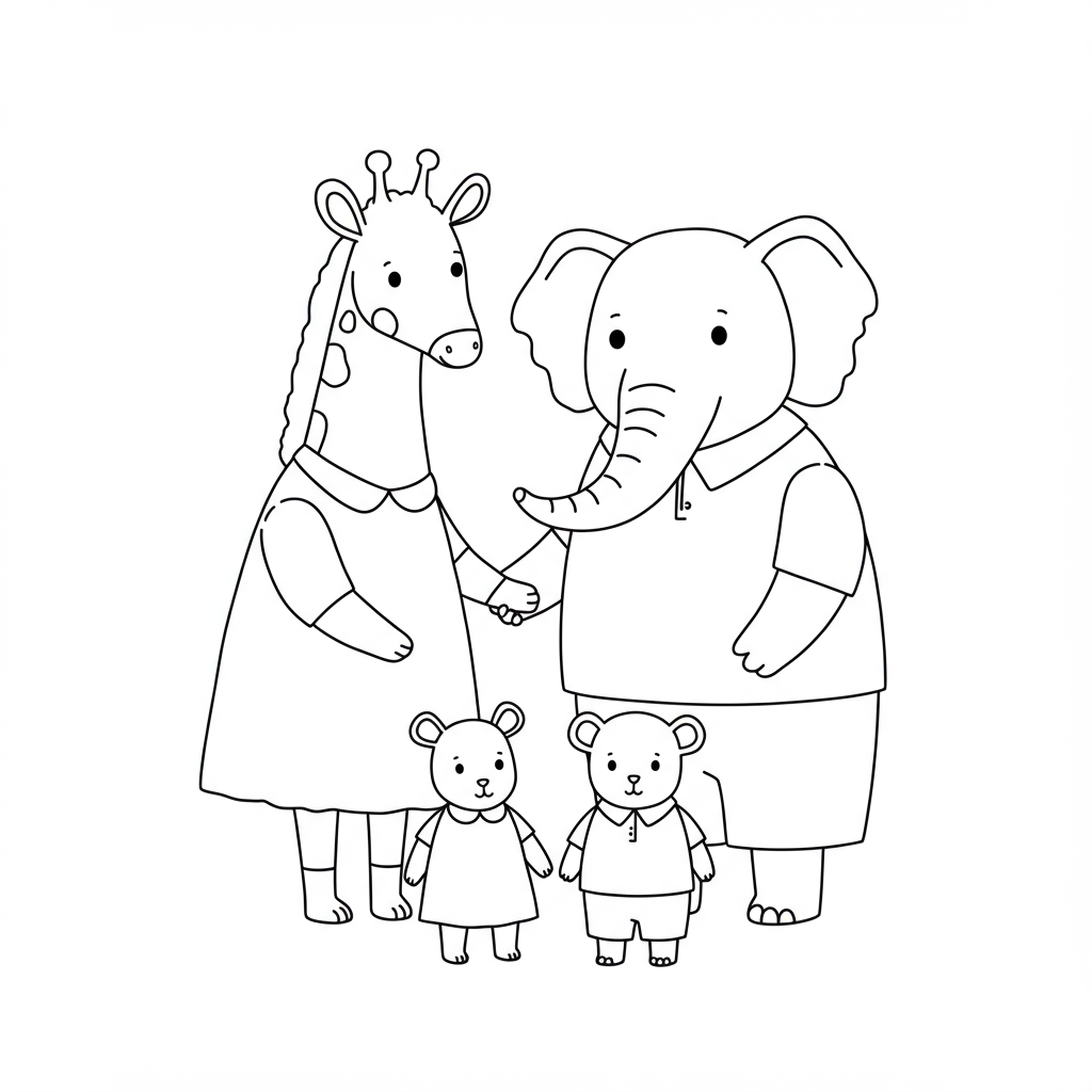 animal family coloring page