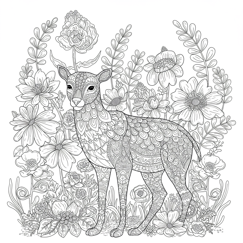 animal flowers coloring page