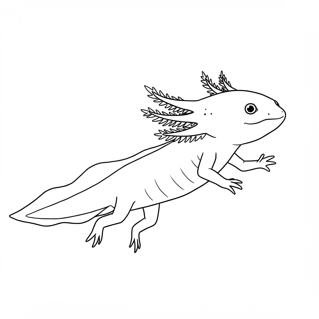 axolotl action coloring page