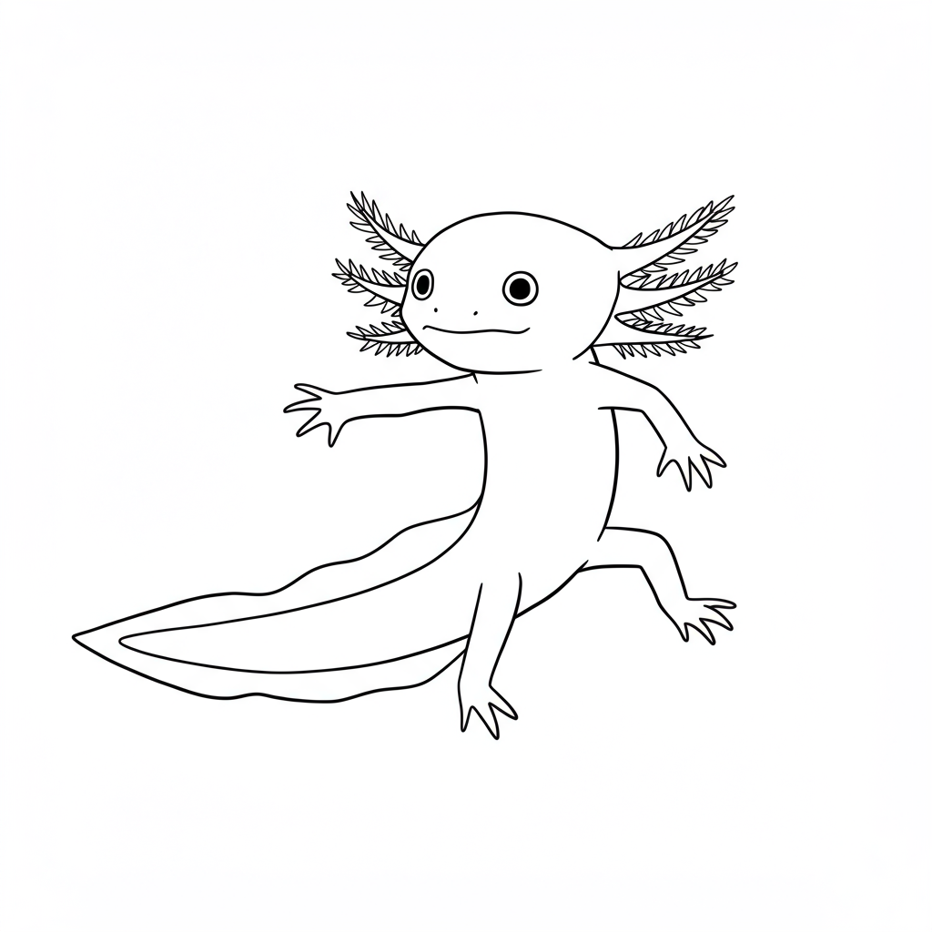 axolotl action coloring page