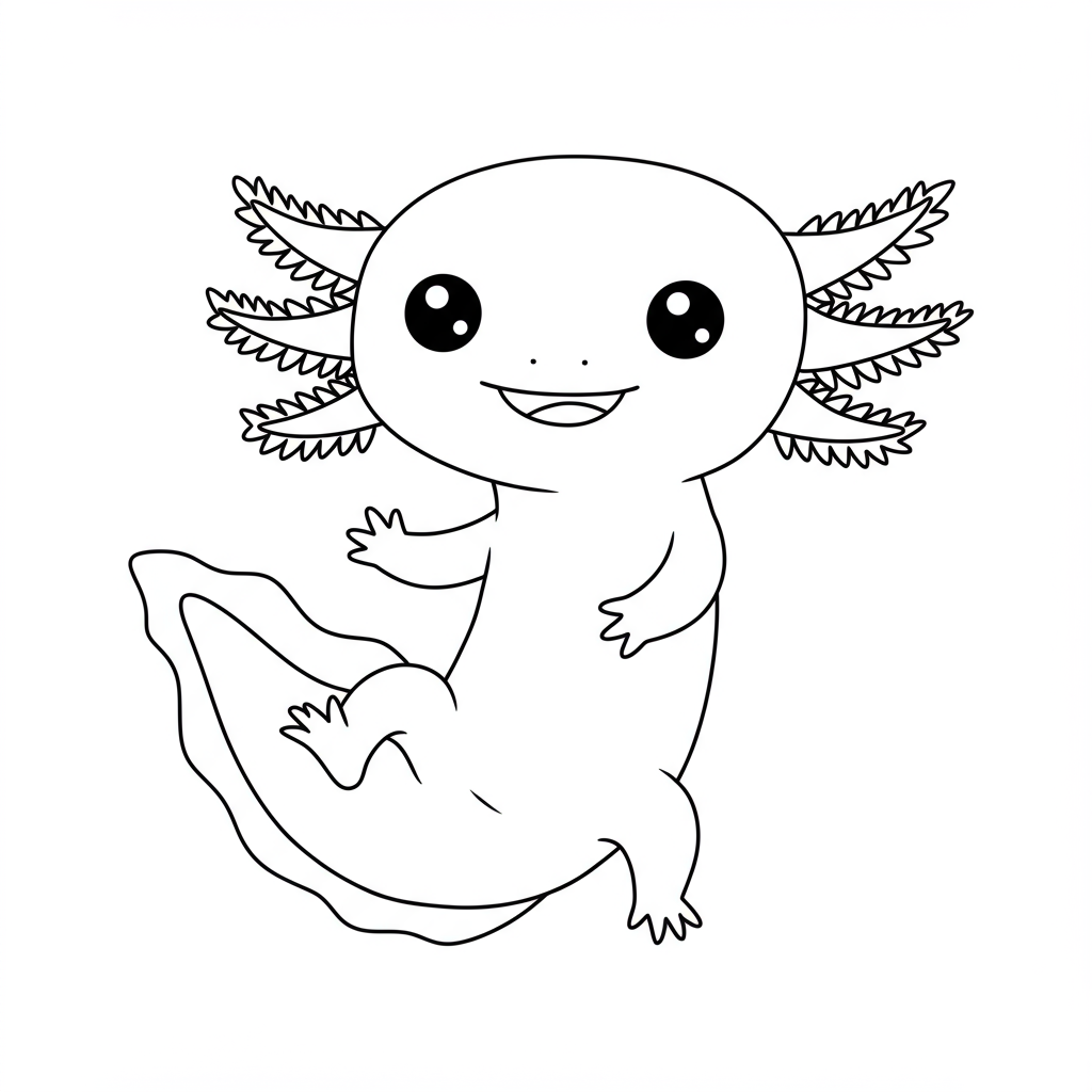 axolotl baby coloring page