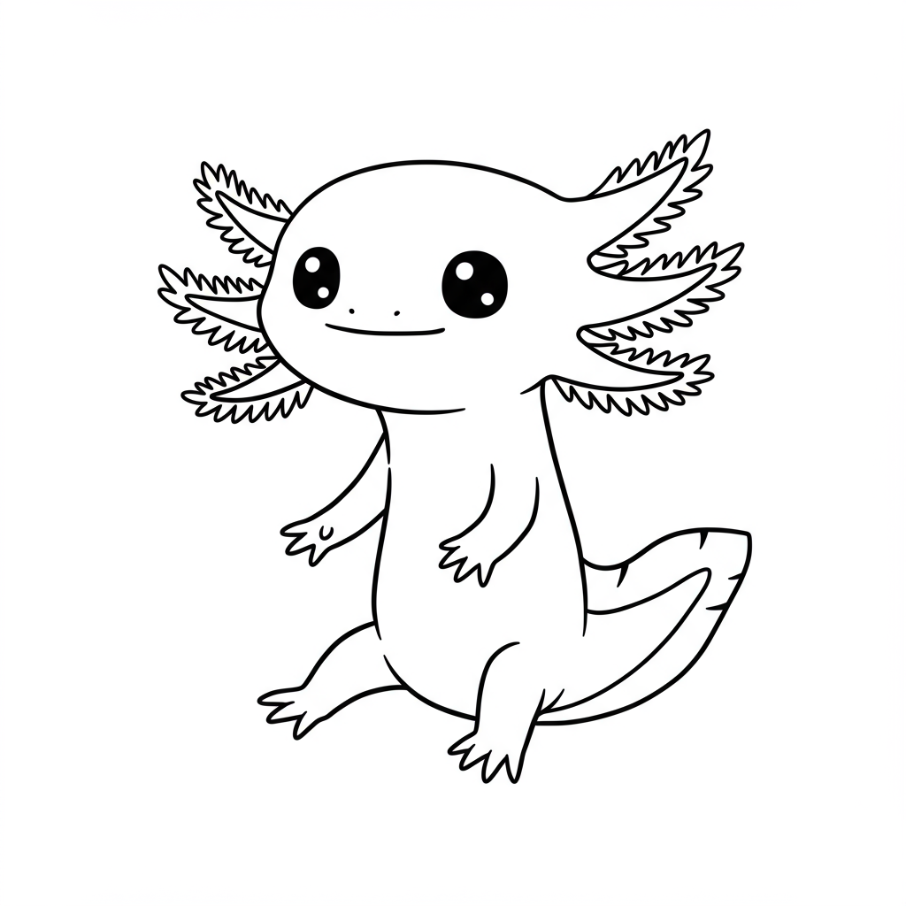 axolotl cartoon coloring page