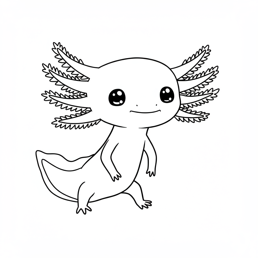 axolotl cartoon coloring page