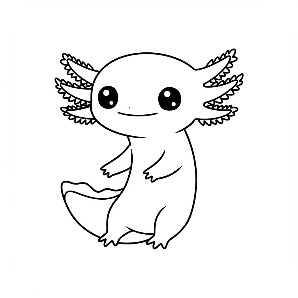 axolotl cute coloring page