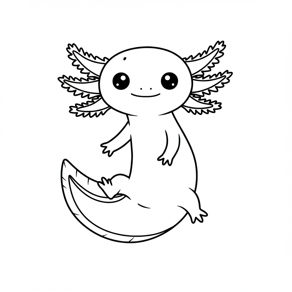 axolotl cute coloring page