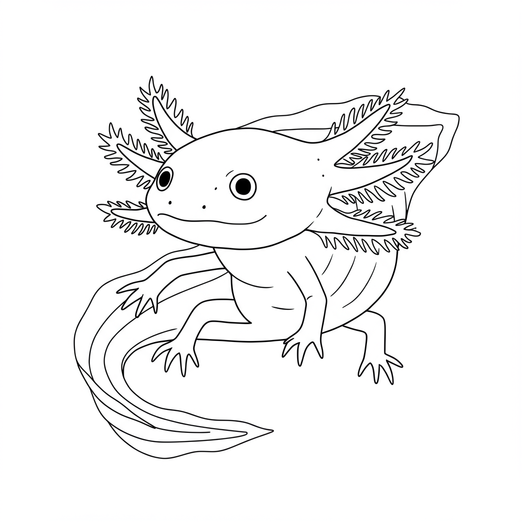 axolotl detailed coloring page