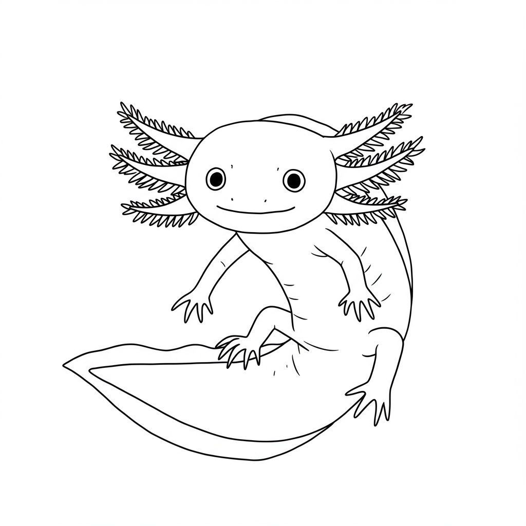axolotl detailed coloring page
