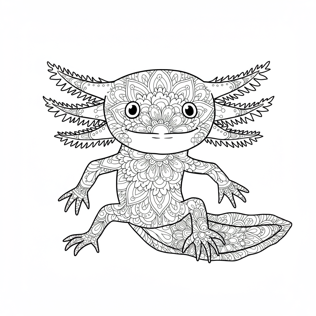 axolotl mandala coloring page