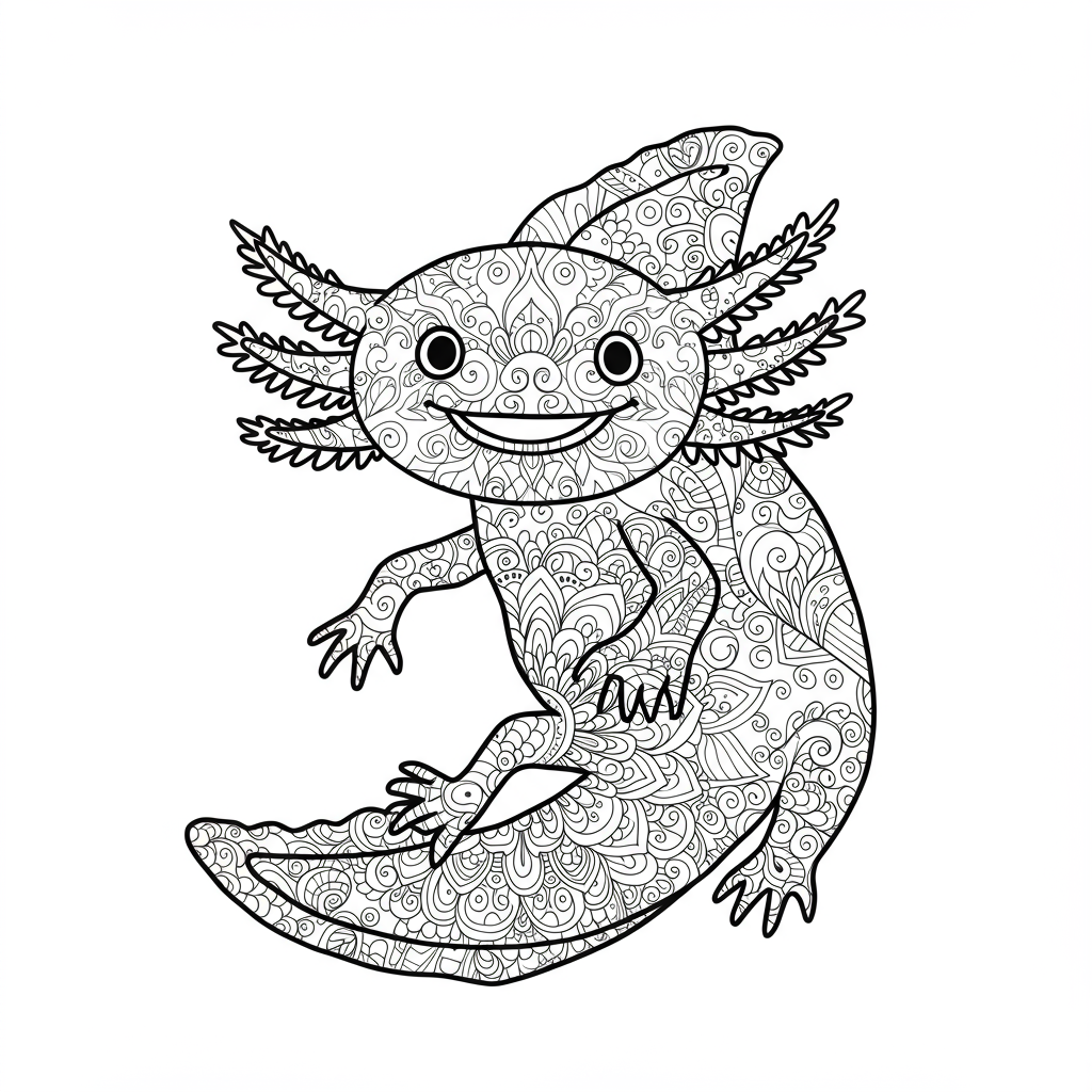 axolotl mandala coloring page