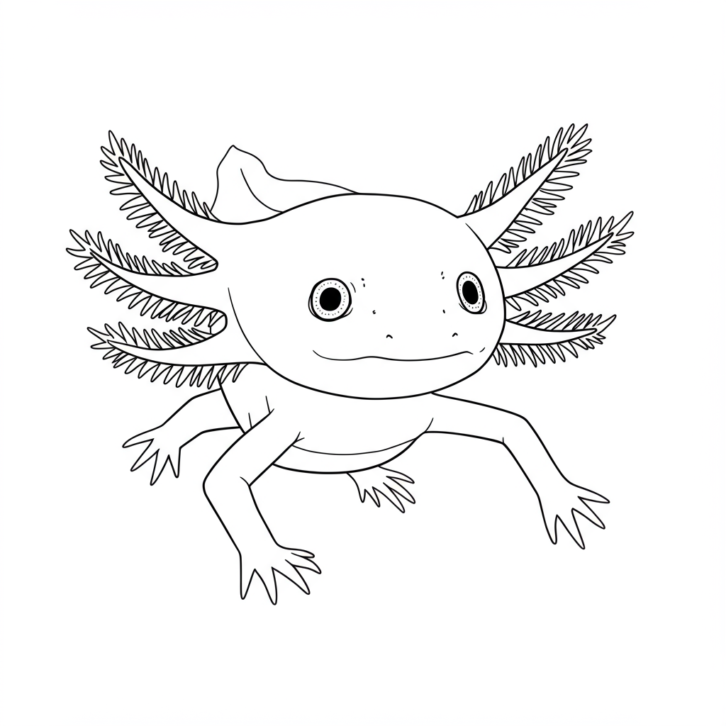 axolotl portrait coloring page