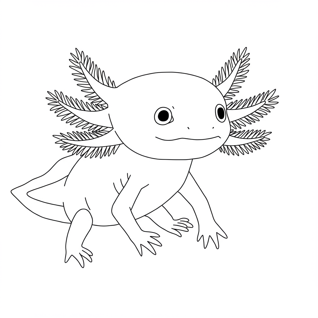 axolotl portrait coloring page