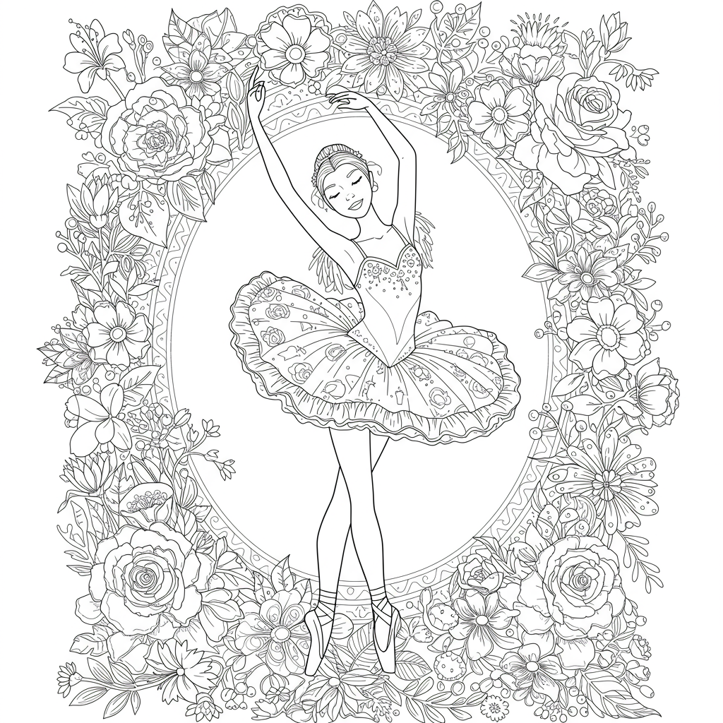 ballerina coloring book pages flowers coloring page