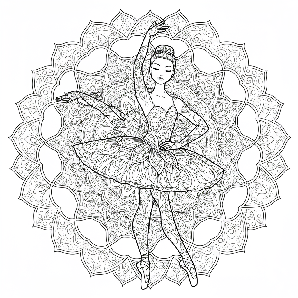 ballerina coloring book pages mandala coloring page