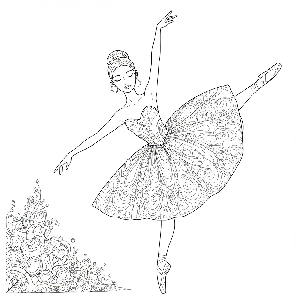 ballerina coloring book pages pattern coloring page