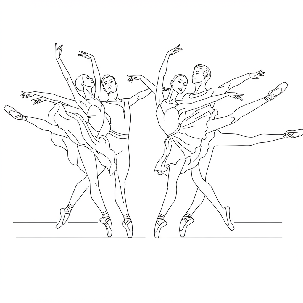 ballet action coloring page