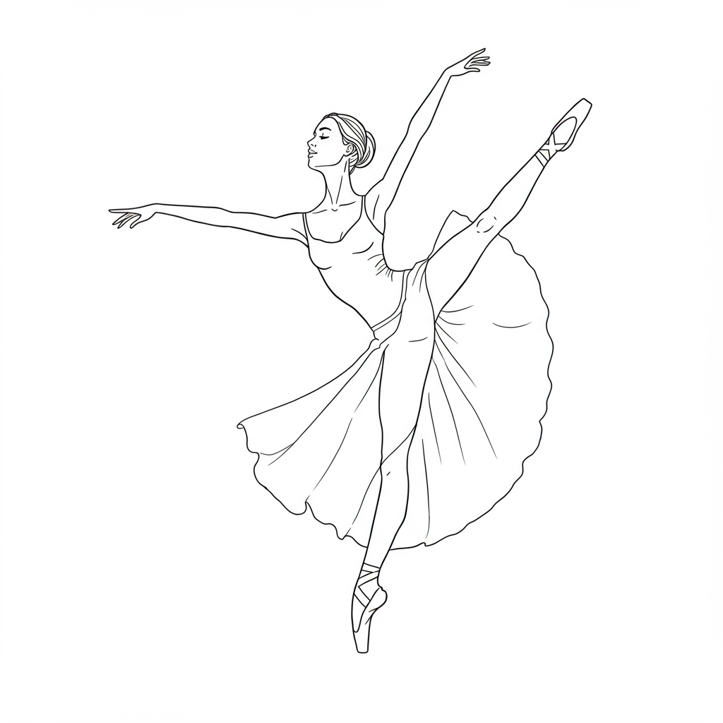 ballet dancer action coloring page