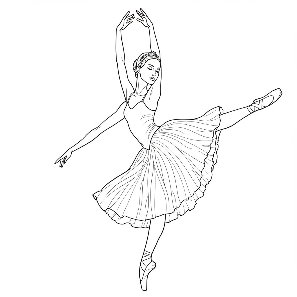 ballet dancer detailed coloring page