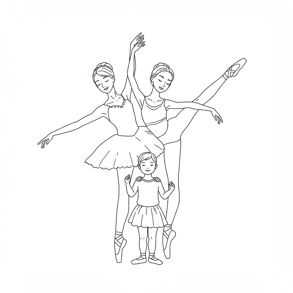 ballet dancer family coloring page