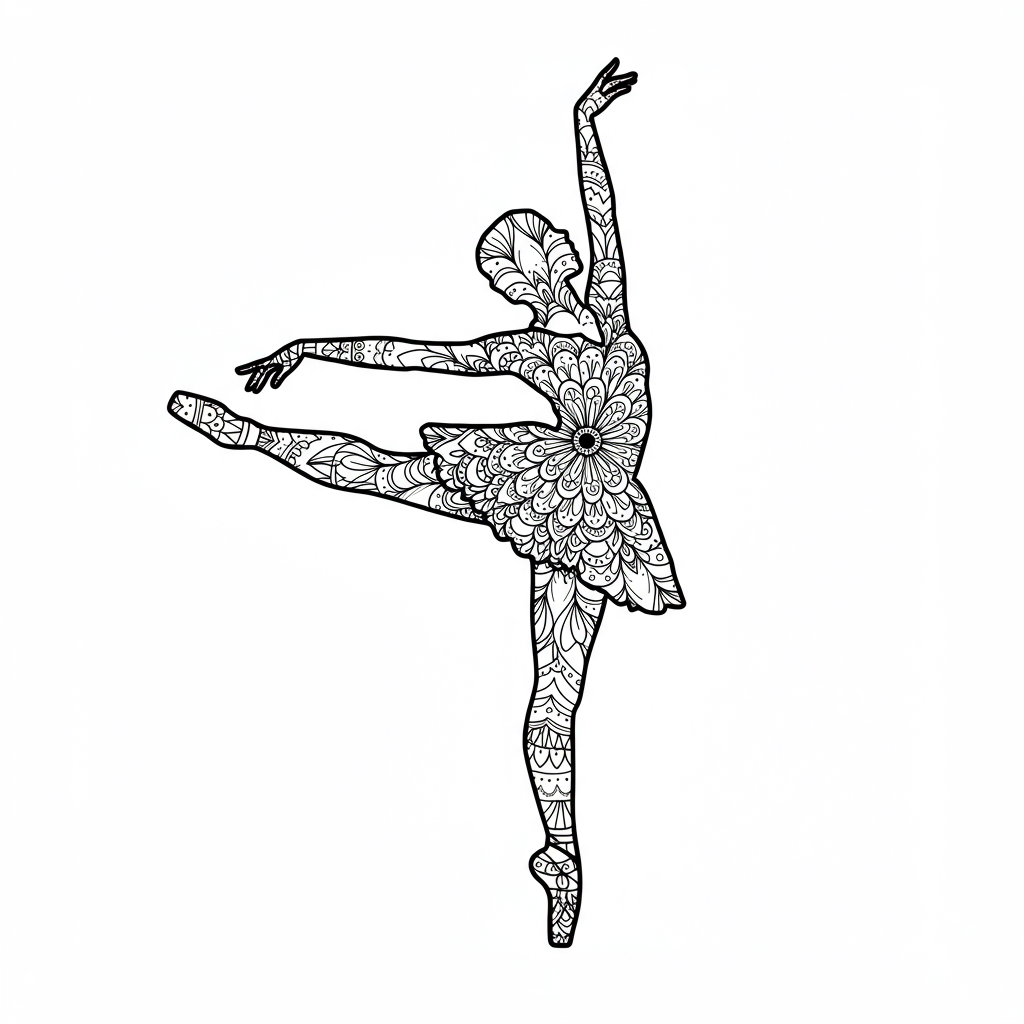 ballet dancer mandala coloring page