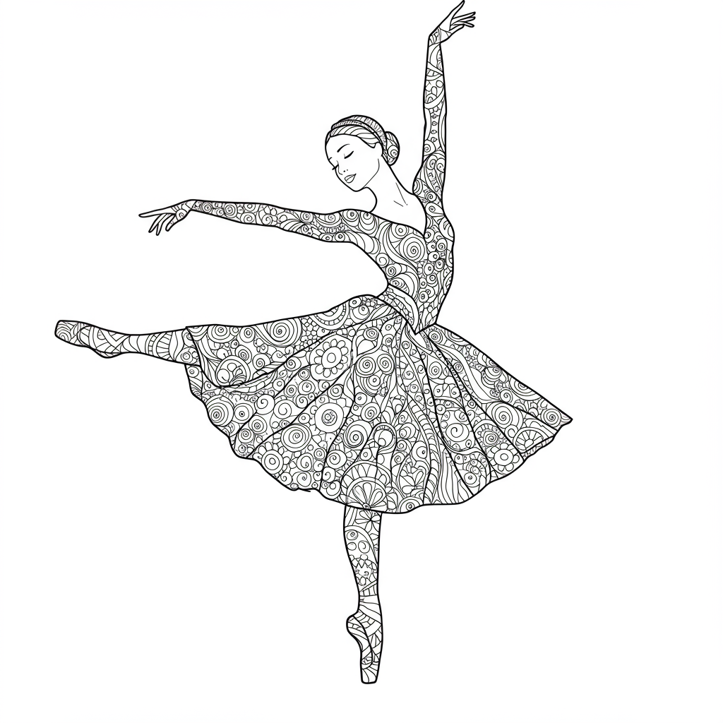 ballet dancer pattern coloring page