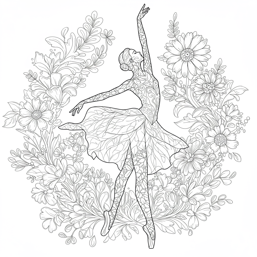 ballet flowers coloring page