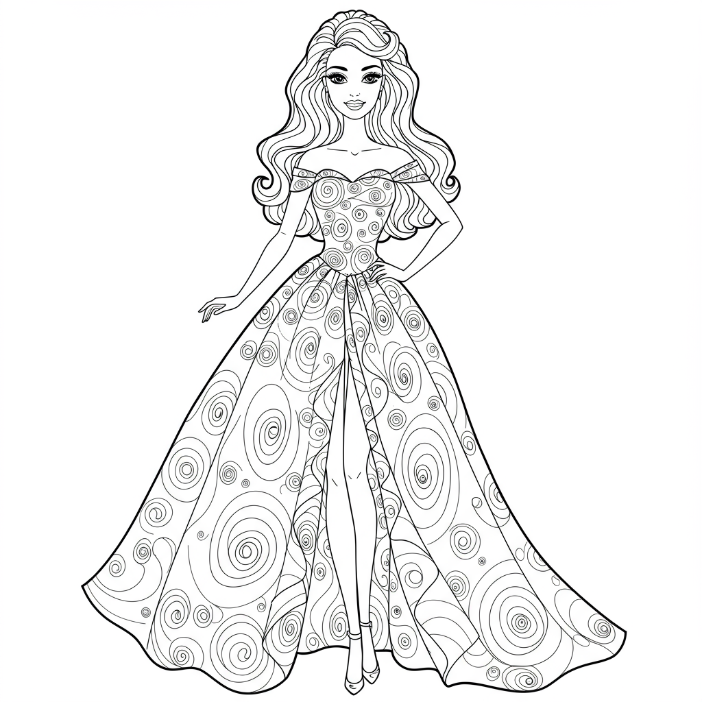 barbie doll abstract coloring page