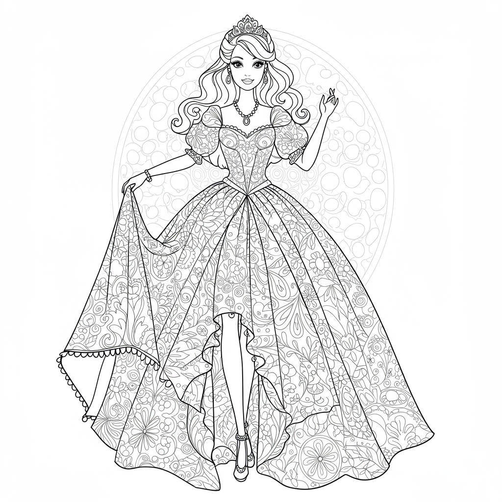 barbie doll decorative coloring page