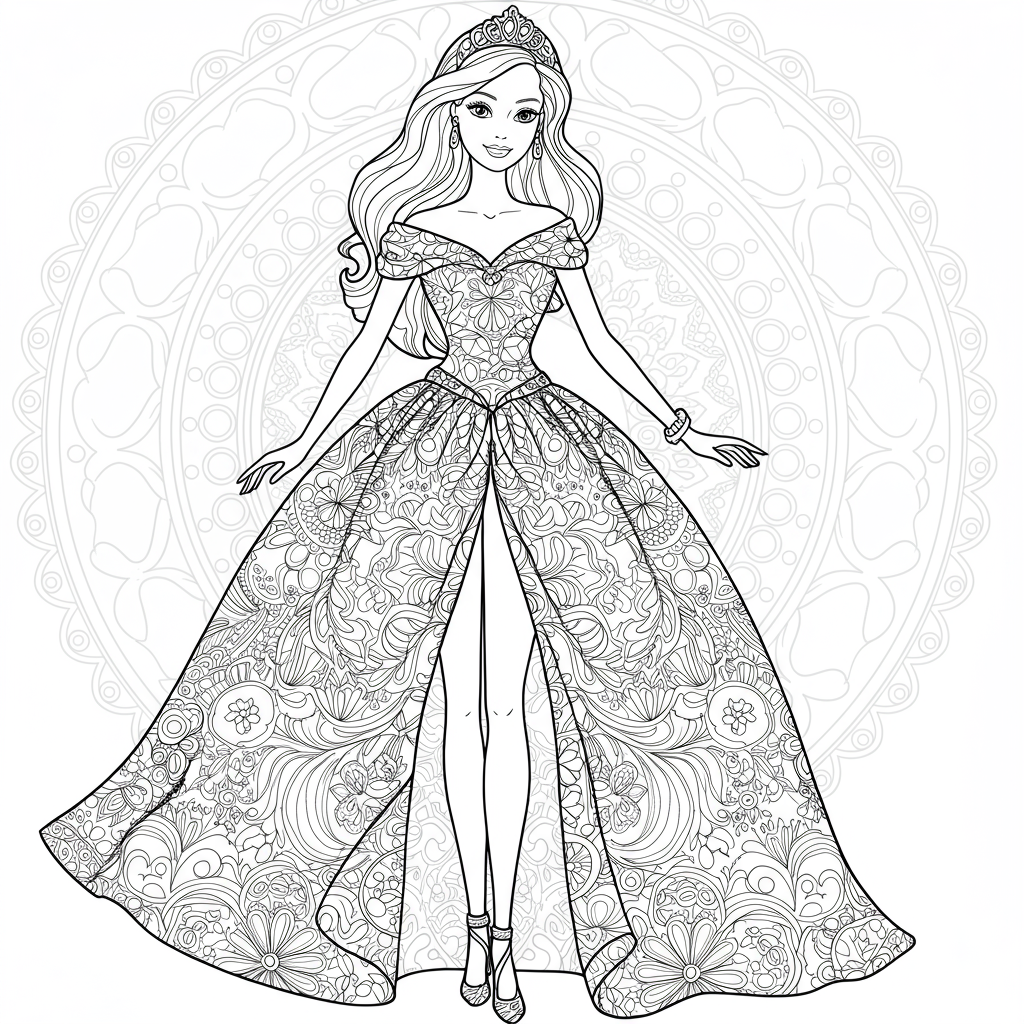 barbie doll mandala coloring page