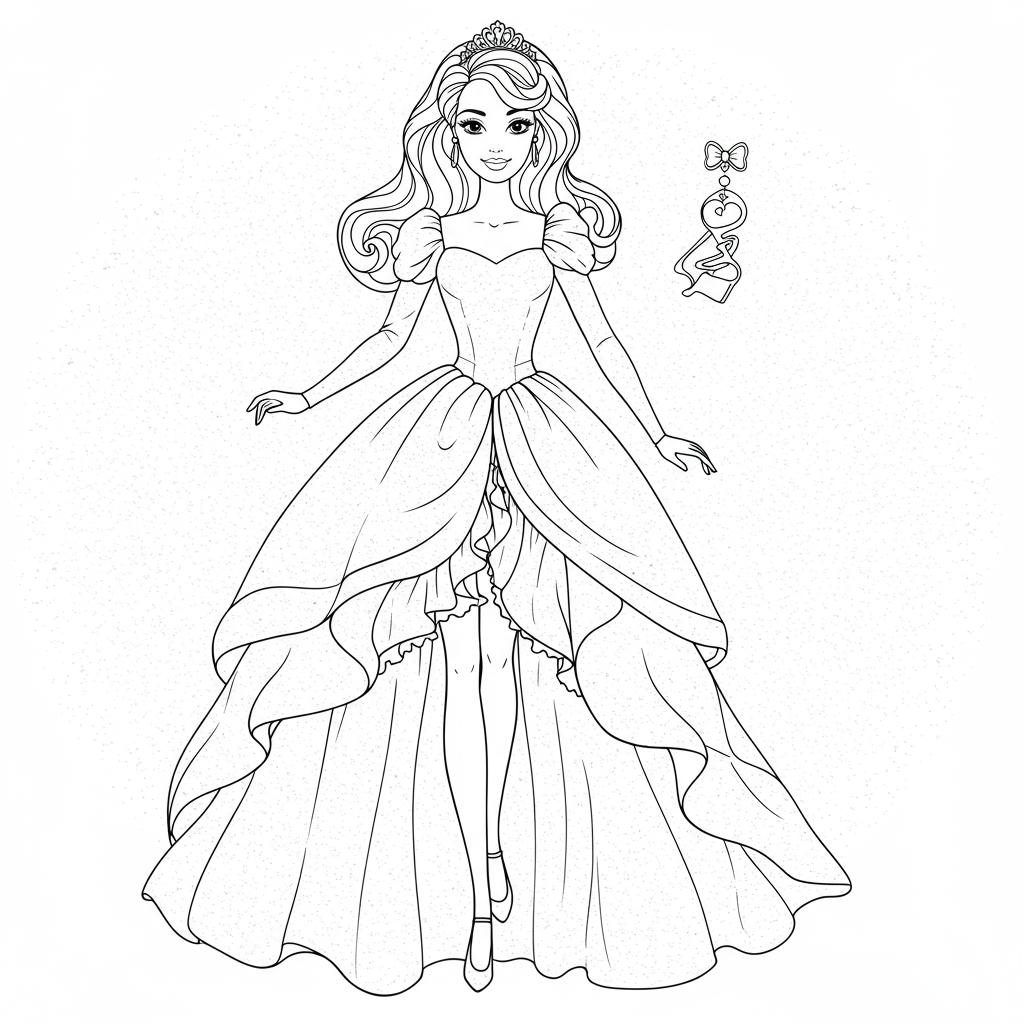 barbie doll pattern coloring page