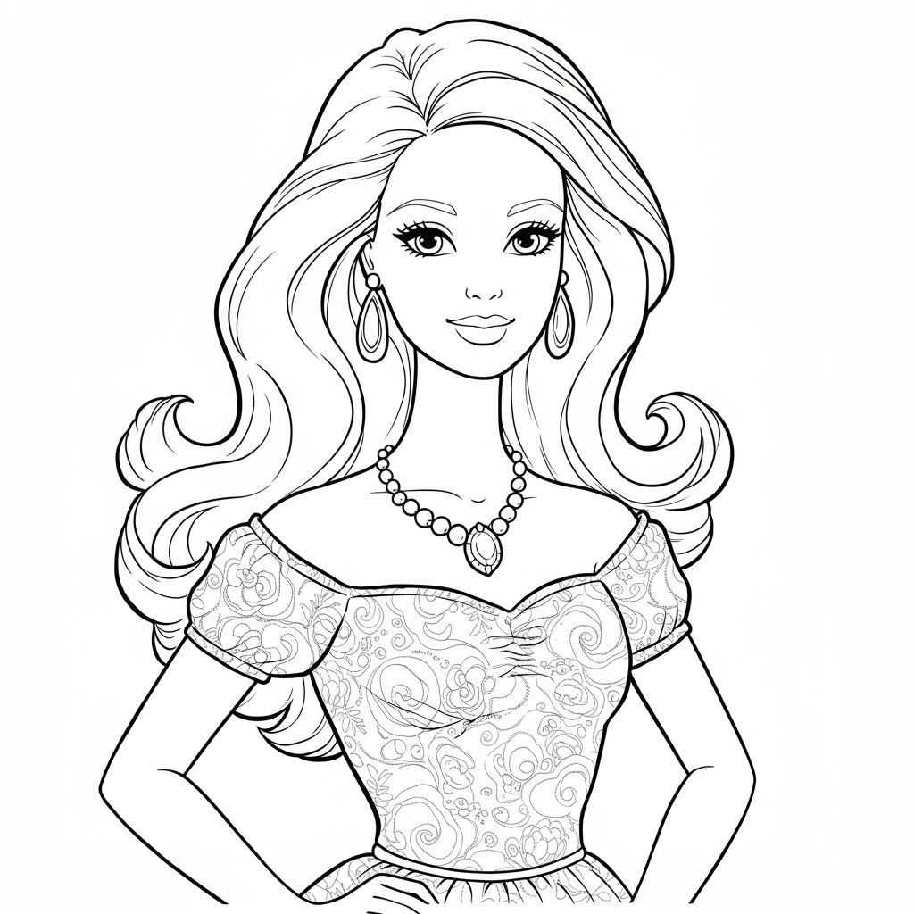 barbie doll portrait coloring page