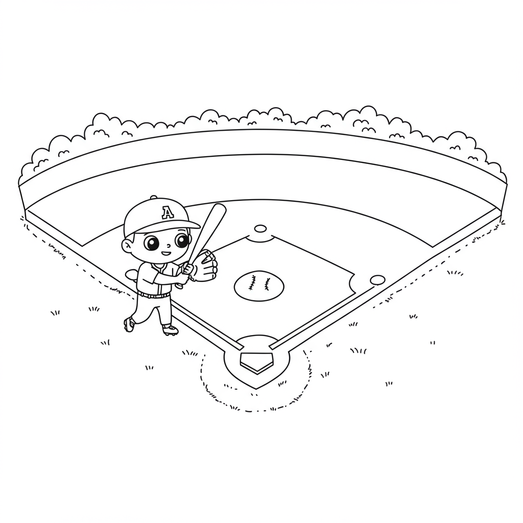baseball cute coloring page