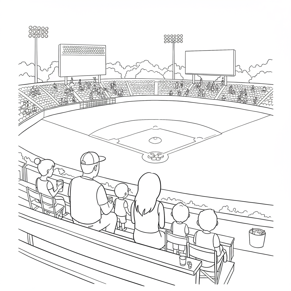 baseball family coloring page