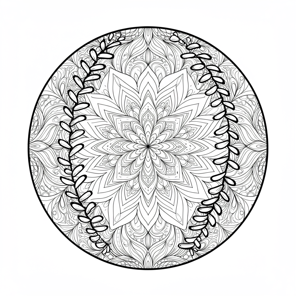 baseball mandala coloring page