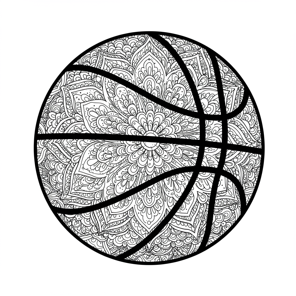basketball mandala coloring page