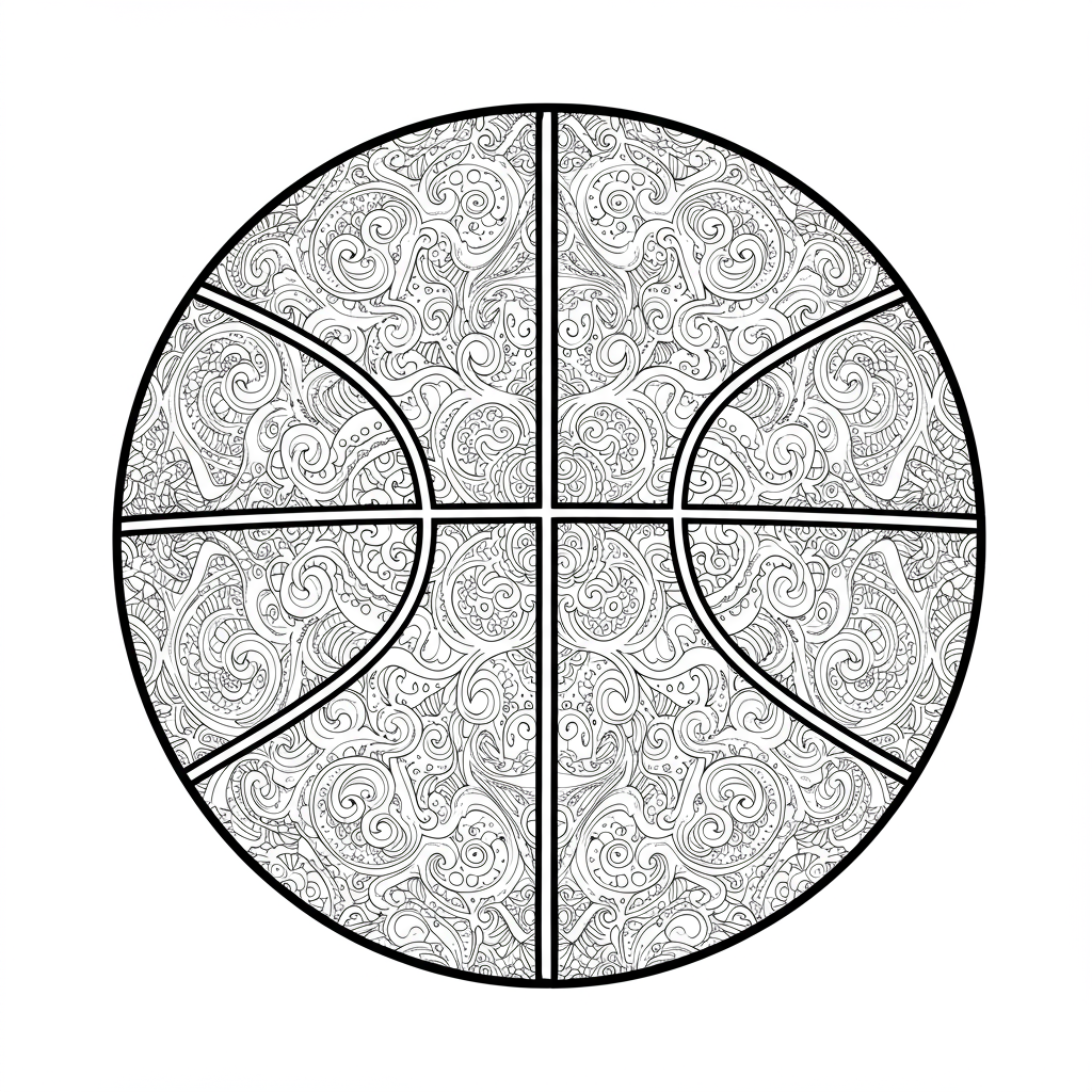basketball pattern coloring page